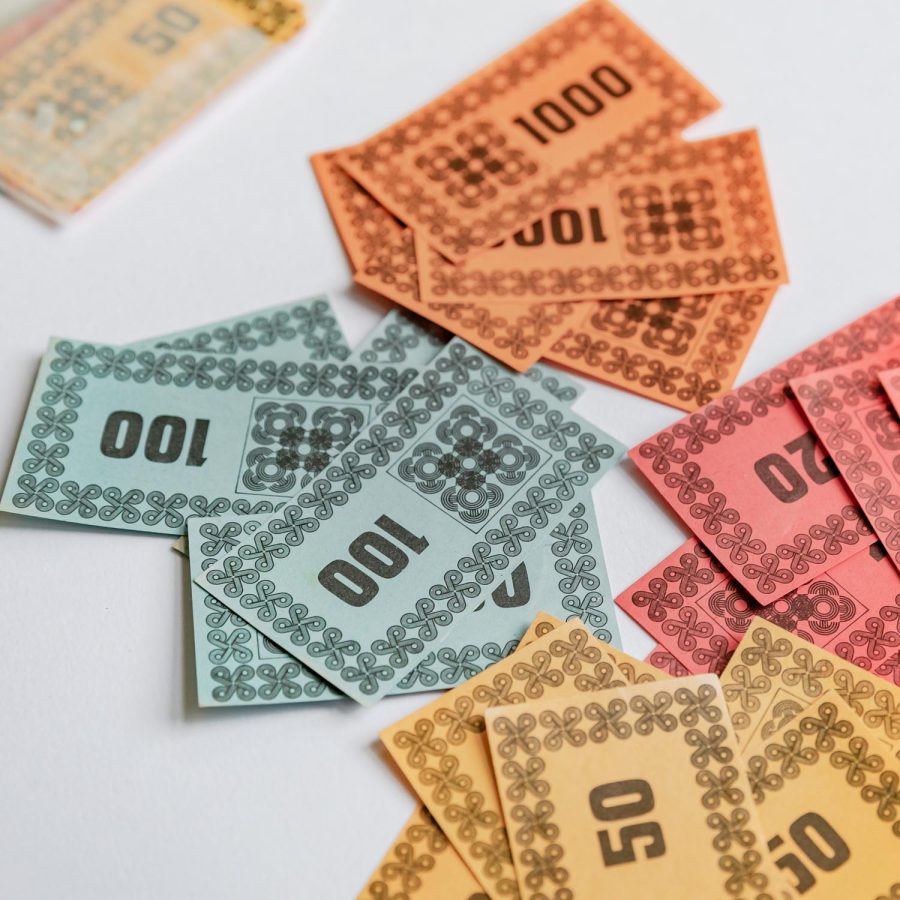 Colorful vintage play money